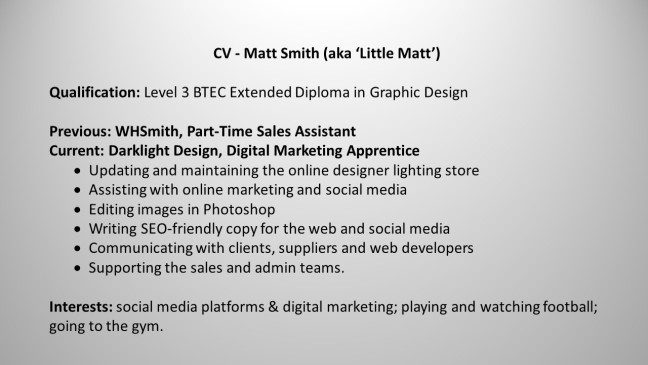 Matt's CV highlights