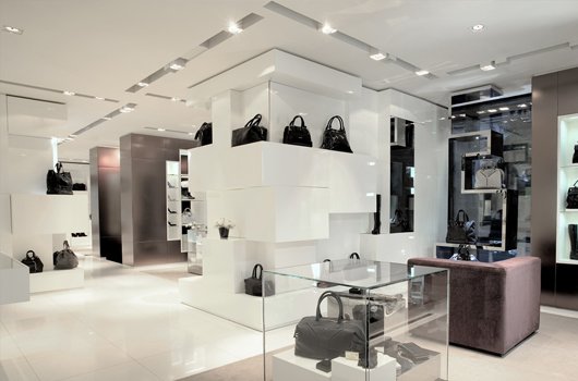 One of our stylish retail lighting design projects, using a cooler white LED light