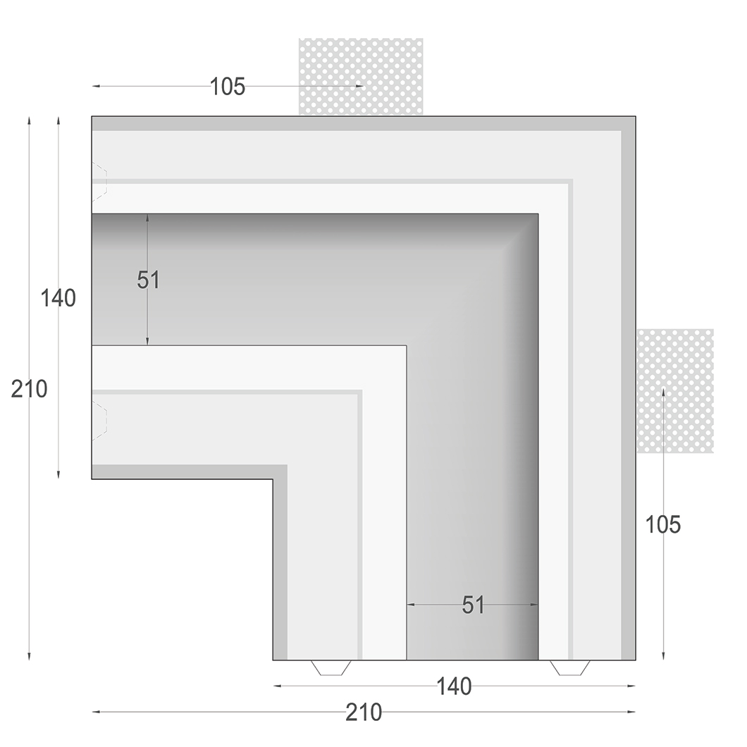 Nama Athina Modular 03 Corner In Plaster In Linear LED Profile| Image:2