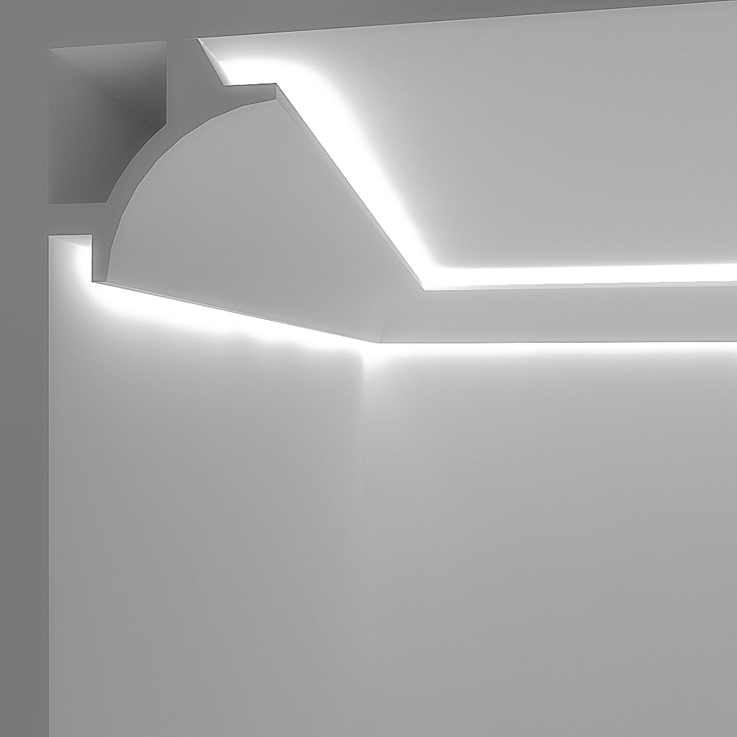 Eleni Lighting EL706 Curved Dual LED Linear Profile Cornice - Next Day Delivery| Image : 1