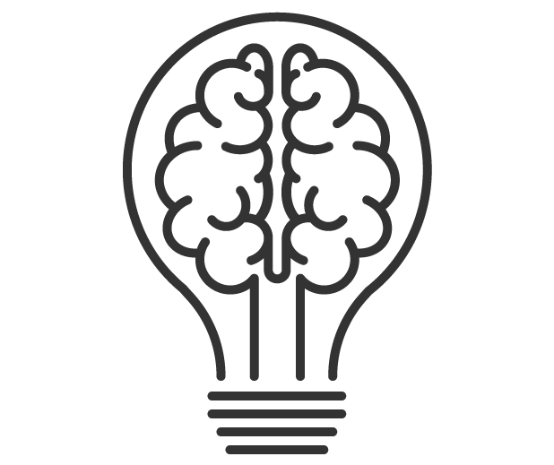 Lightbulb with brain filament icon