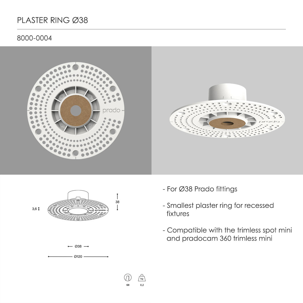 Prado Acrobat Micro Long Adjustable Plaster-In Downlight| Image:2