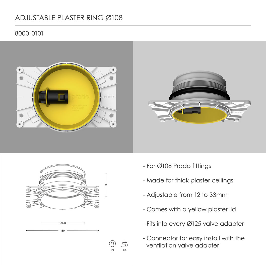 Prado Light + Ventilation Short Trimless Plaster-In Adjustable Downlight| Image:8