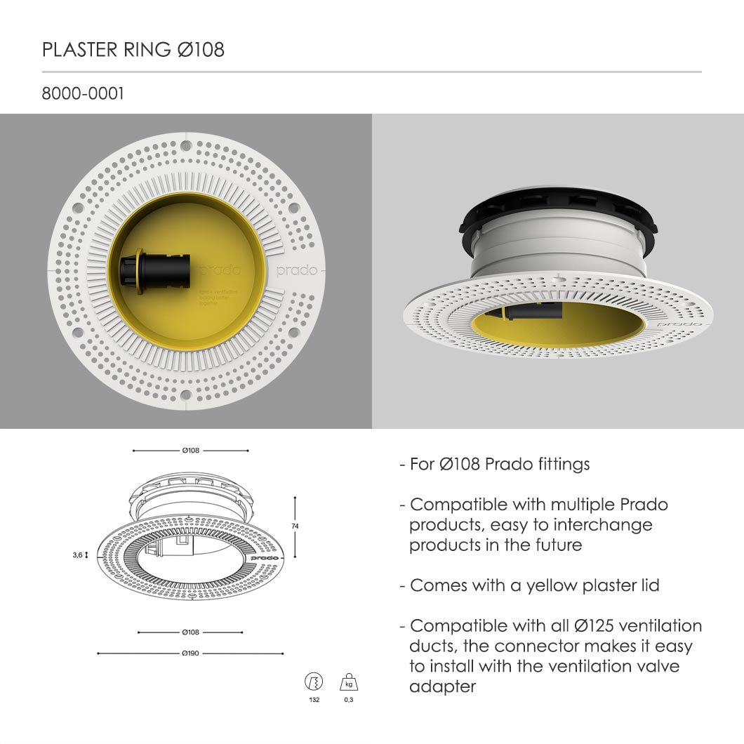 Prado Light + Motion + Ventilation Short Trimless Plaster-In Adjustable Downlight| Image:5