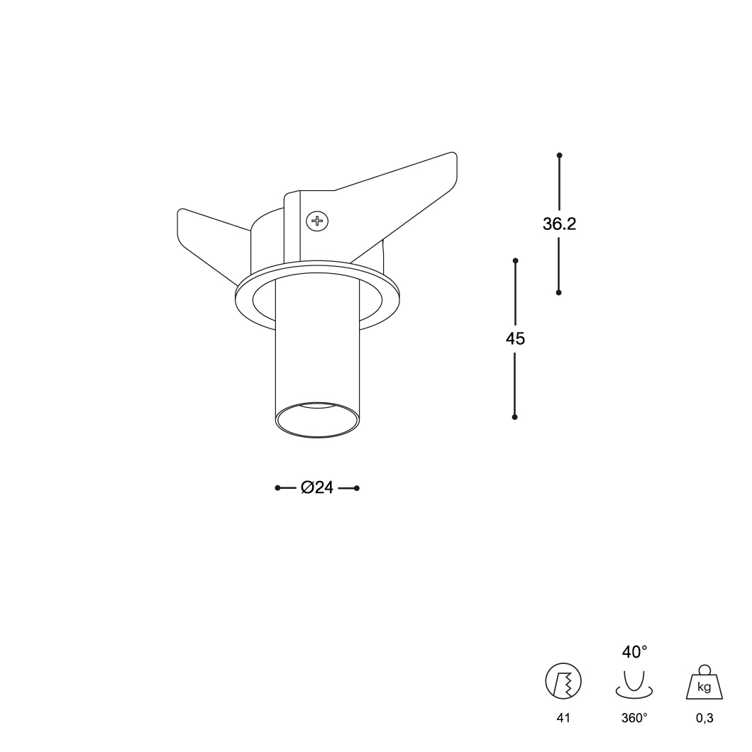 Prado Acrobat Micro Trim Short Adjustable Recessed Downlight| Image:1