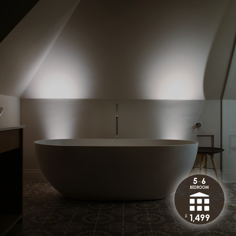 Lighting Design To Go: 5-6 bedroom package £1,499 modern bathroom atmospherically lit