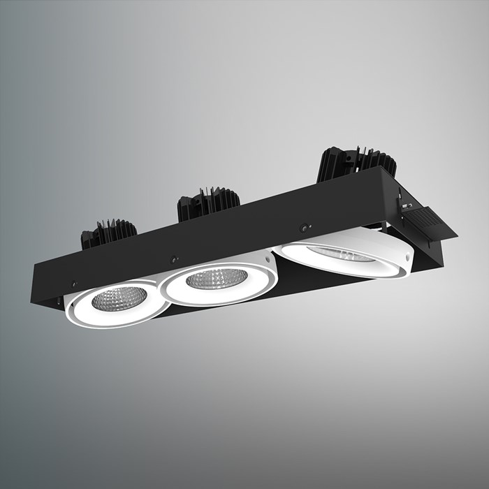 CLEARANCE DLD Fuji Triple LED Adjustable Plaster In Downlight: White Bezel, 2700K, 40d Beam| Image:1