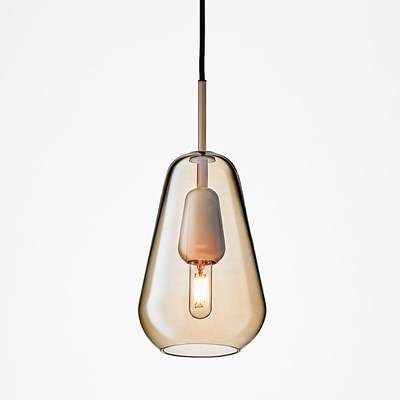 Nuura Anoli 1 Small Pendant with gold glass diffuser on white background
