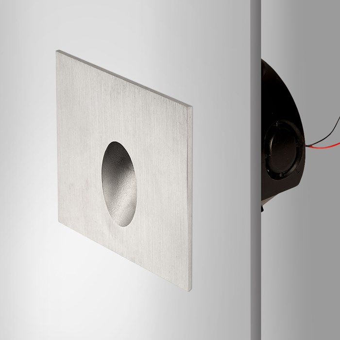 OUTLET X-Terior Droplet Square LED Exterior Wall Recessed Floor Washer: Stainless Steel, 2700K| Image:1