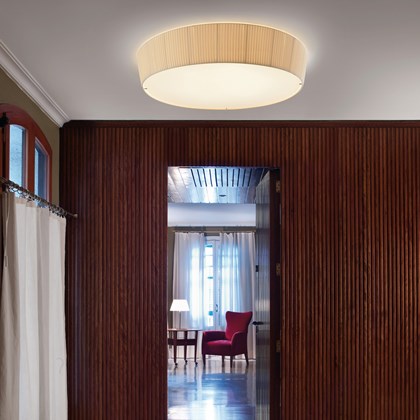 OUTLET Bover Plafonet 95 Ceiling Light Chrome Cream Translucent Ribbon Shade alternative image