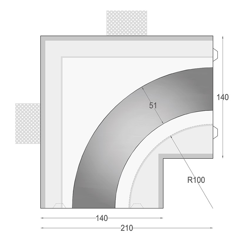 Nama Athina Modular 07 Curve R100 In Plaster In Linear LED Profile| Image:3