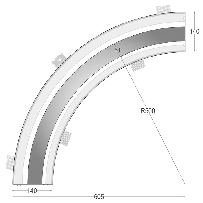 Nama Athina Modular 09 Curve R500 Out Plaster In Linear LED Profile| Image:3