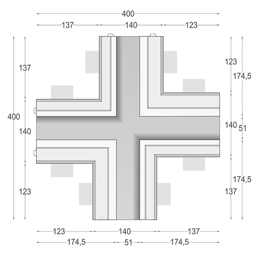 Nama Athina Modular 13 Cross 90 Degree Plaster In Linear LED Profile| Image:5
