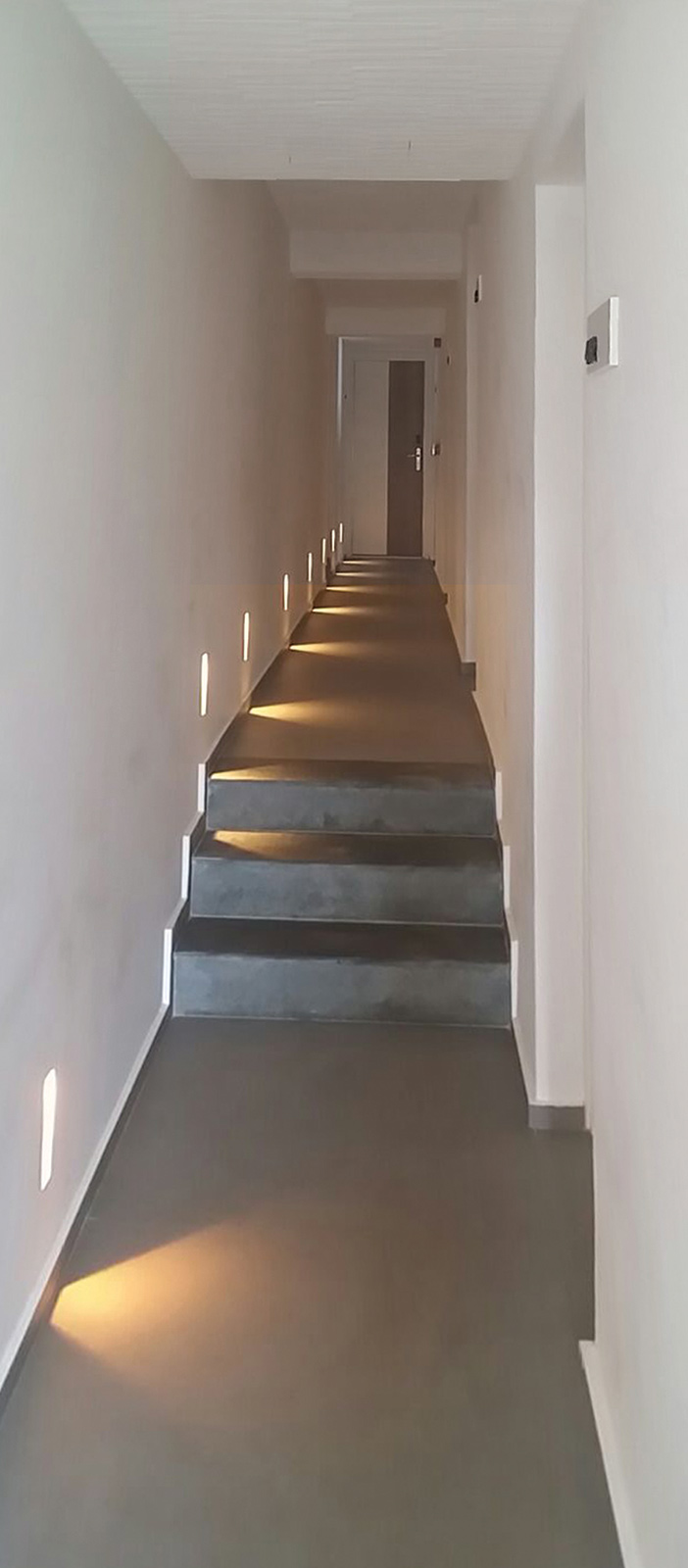 Recessed wall outlet lighting hallway