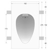 Front elevation and dimensions diagram of Nama Fos 14 Plaster In Wall Light