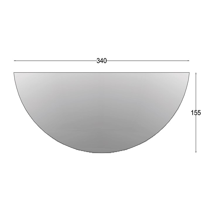 Straight view dimension drawing of Nama Sfera 01 bowl shaped wall up light