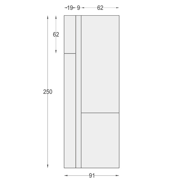 Dimensions front elevation drawing of the Nama Mondi Up & Down Wall Light