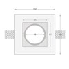 Dimensions drawing front elevation of Nama Fos 01 Square Plaster In Downlight