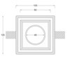Dimensions drawing front elevation of Nama Fos 07 Square Plaster In Downlight