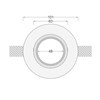 Dimensions drawing front elevation of Nama Fos 16 Round Plaster In Downlight