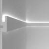 CGI cross section of Eleni EL301 linear profile cornice installed on the wall with the LED on