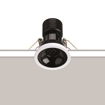 The Black 6 LED Recessed Downlight cut out image over a grey and white background