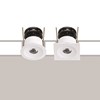 Both the round and square versions of the Flexalighting Hero 2 recessed downlight, both in white.