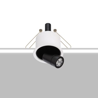 The Flexalighting Minileda R10 spot light in white over a white and grey background.