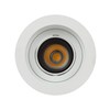 Straight on view DLD Andes 1-R True Colour CRI98 adjustable recessed downlight with round trim on white background