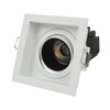 3/4 side elevation view of DLD Andes 1-S True Colour CRI98 adjustable recessed downlight with square trim on white background
