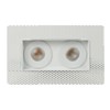 Front on view of DLD Eiger Mini 2 twin LED IP65 downlight with plaster-in frame on white background