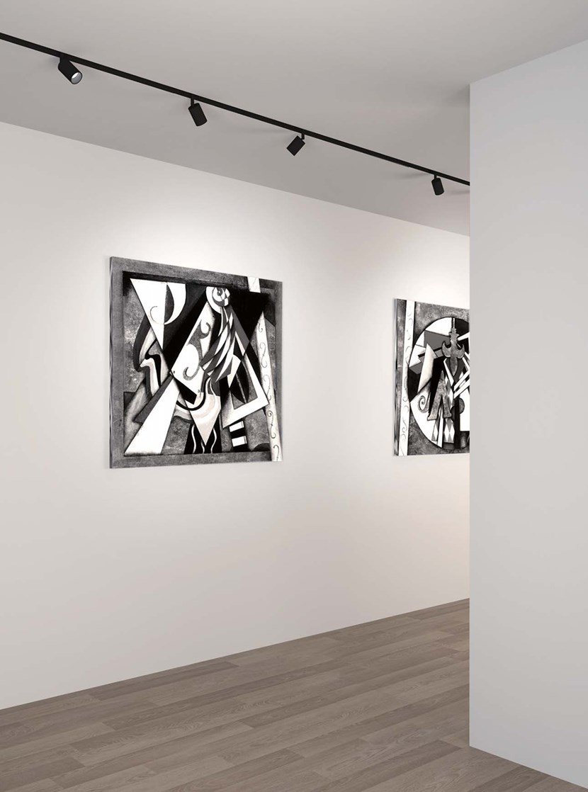 DLD Shadowline recessed track with LED spot lights in a contemporary modern art gallery