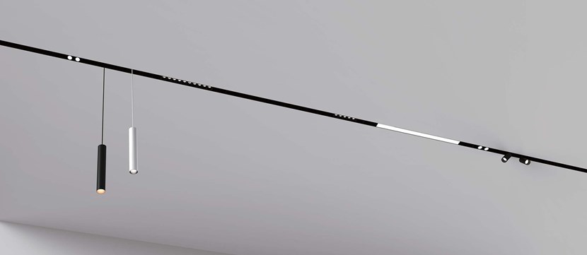 Wide shot of DLD Shadowline recessed track showing all LED light components