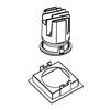 Line drawing of DLD Eiger 1-S Adjustable LED Downlight with white square trim frame