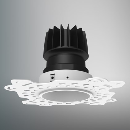 DLD K2 plaster-in round fixed architectural CRI98 LED downlight, recessed into a white ceiling  alternative image