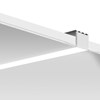 The DLD L12 profile in raw aluminium, installed in a ceiling with diffuser and end caps.