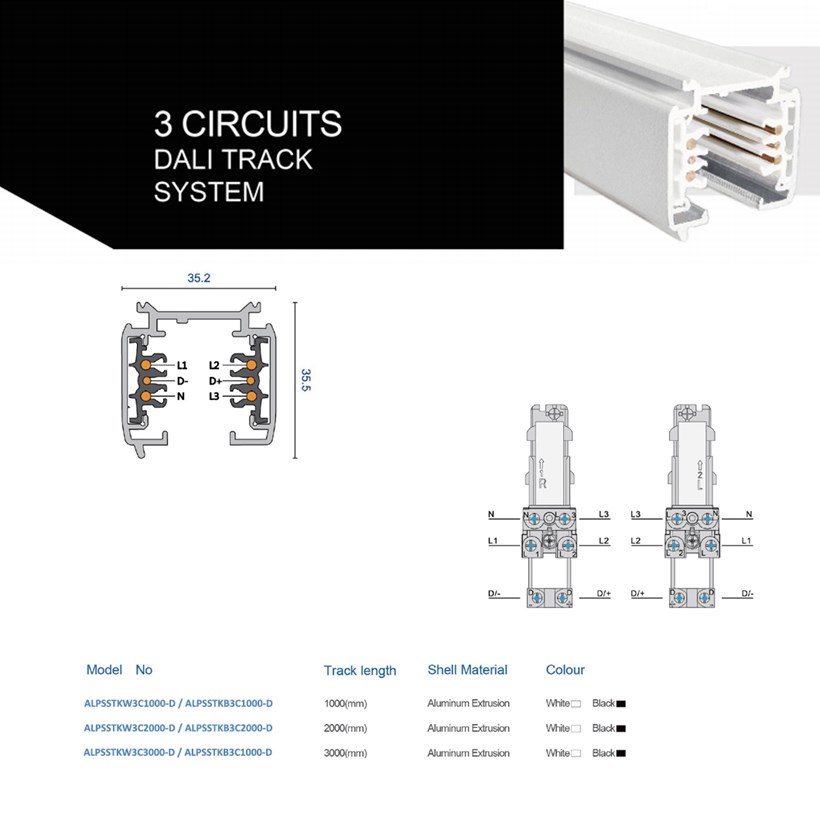 DLD Alps 3 Phase LED Dimmable Surface Mounted Modular Track System Components| Image:4