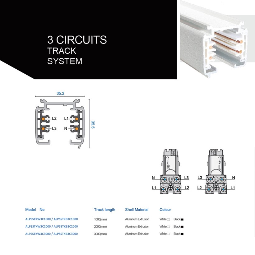 DLD Alps LED Surface Mounted Modular Track System Components ...