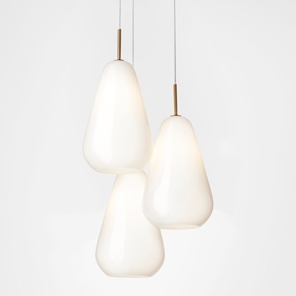 Nuura Anoli 3 trio of pendants with gold glass diffuser on white background alternative image