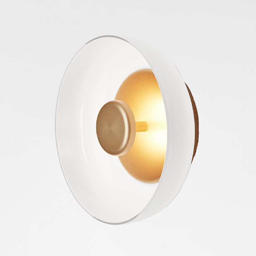 Nuura Blossi Wall Ceiling Light in opal white glass 3/4 on view white background 