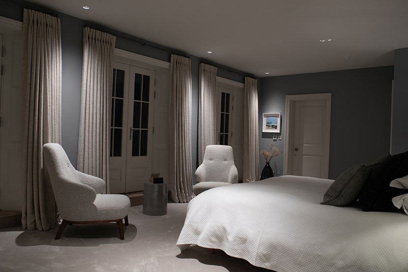 Lighting Design Pickwick indoor bedroom subtle plaster-in lighting picking out the curtains