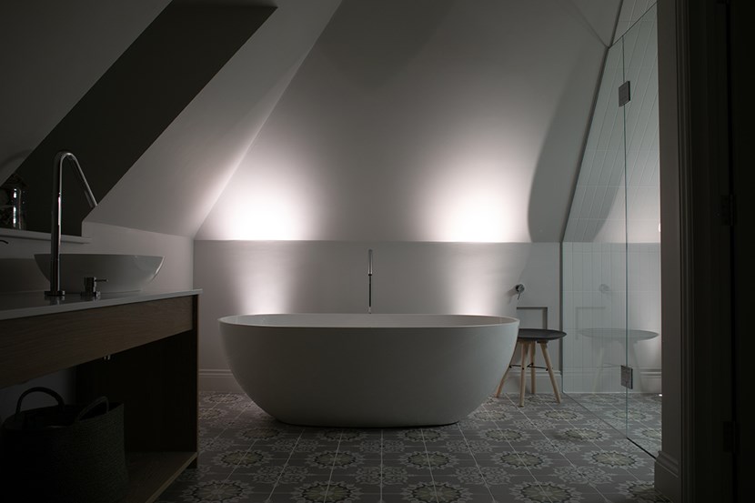 Lighting Design Pickwick indoor spa bathroom with ambient light
