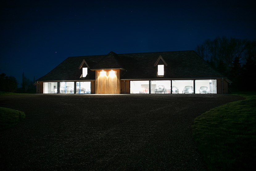 Lighting Design Pickwick outdoor shot of private car showroom garage at night