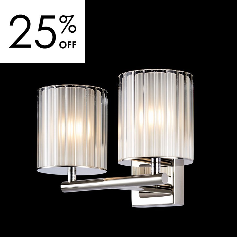 OUTLET Tom Kirk Flute Double IP44 Wall Light| Image : 1