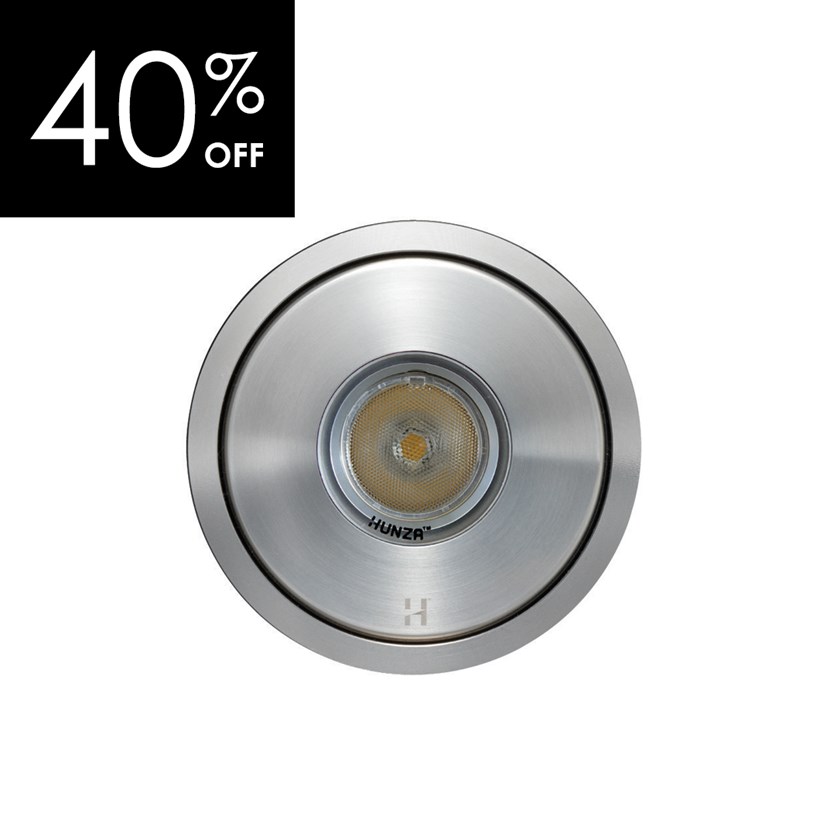 OUTLET Hunza Pure LED Stainless Steel Flush Floor Lite Round Exterior In-Ground Recessed IP66 Uplight| Image : 1
