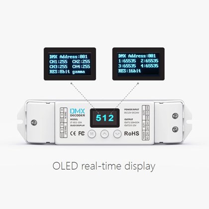 L-Tech DMX to PWM Decoder 4CH (OLED) alternative image