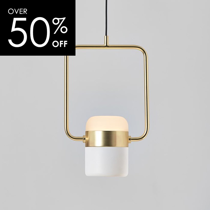 OUTLET Seed Design Ling P1 V LED White and Brass Pendant| Image : 1