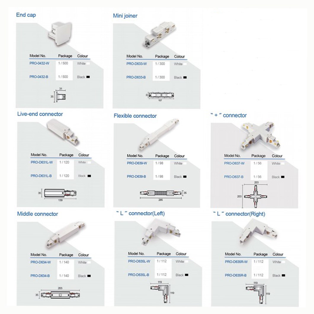 DLD Alps LED Recessed Modular Track System Components | Darklight ...