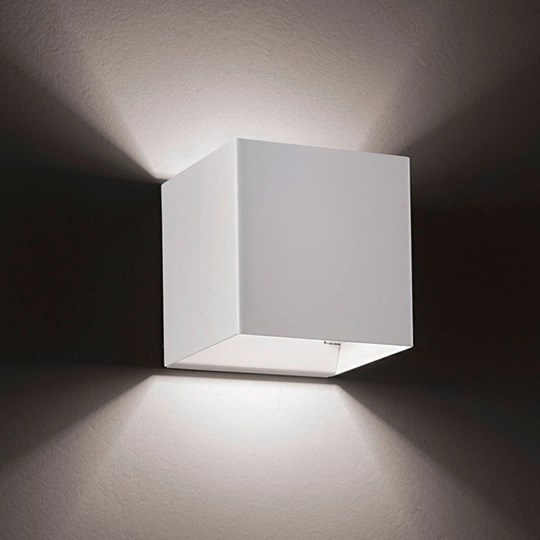 Wall Lights: Minimalist contemporary white box wall light offering up and down light