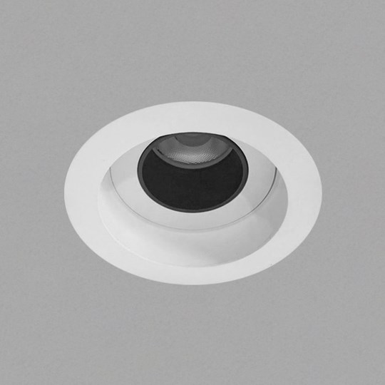 Recessed Downlights: Architectural directional round downlight with trim recessed into the ceiling